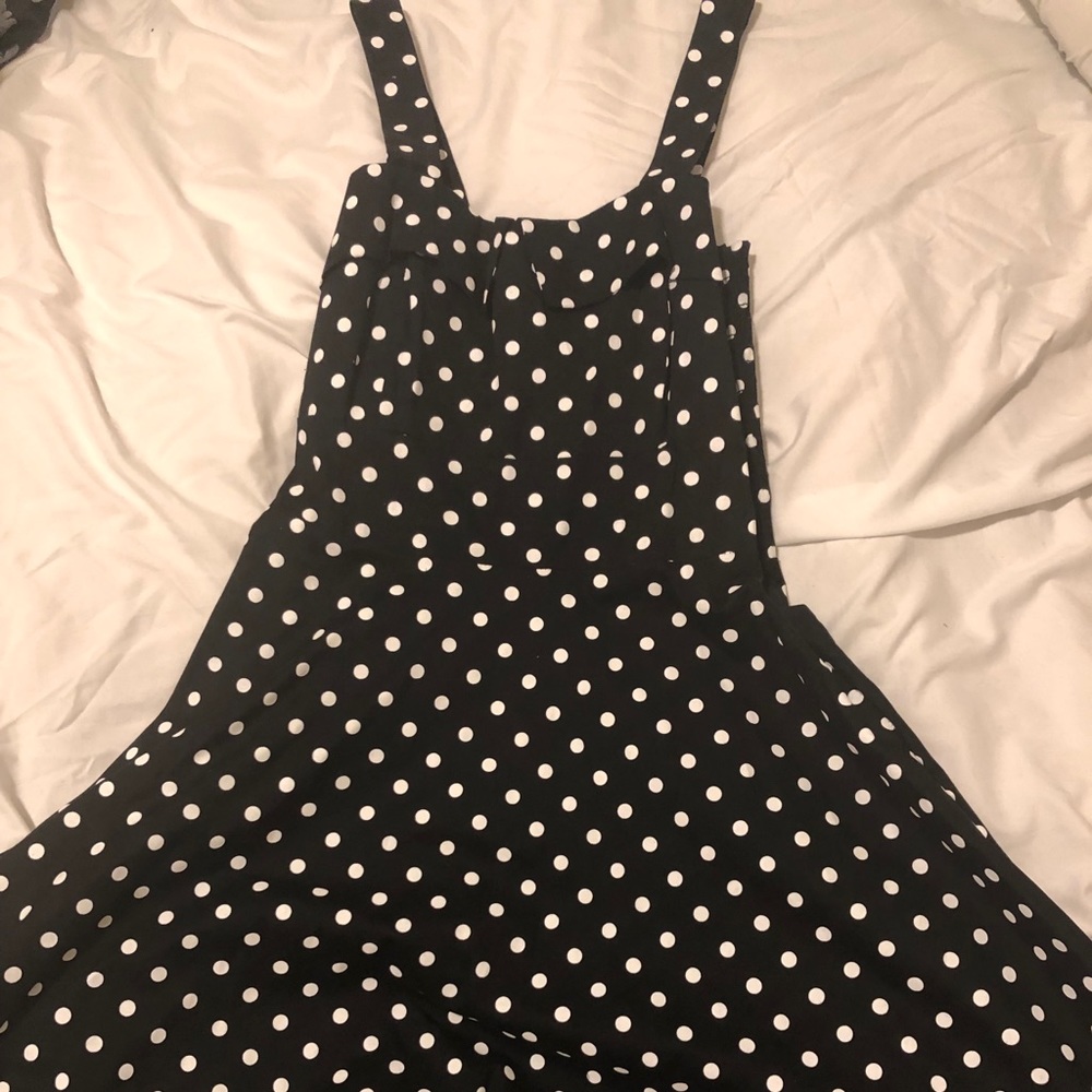 Black with white polka dot swing dress